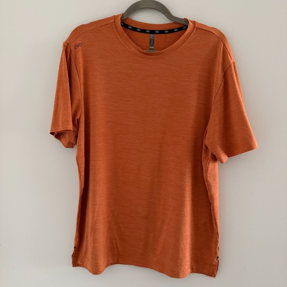 Legend Inspire Men's Performance  Athletic T Shirt  Workout Stretch Orange LG